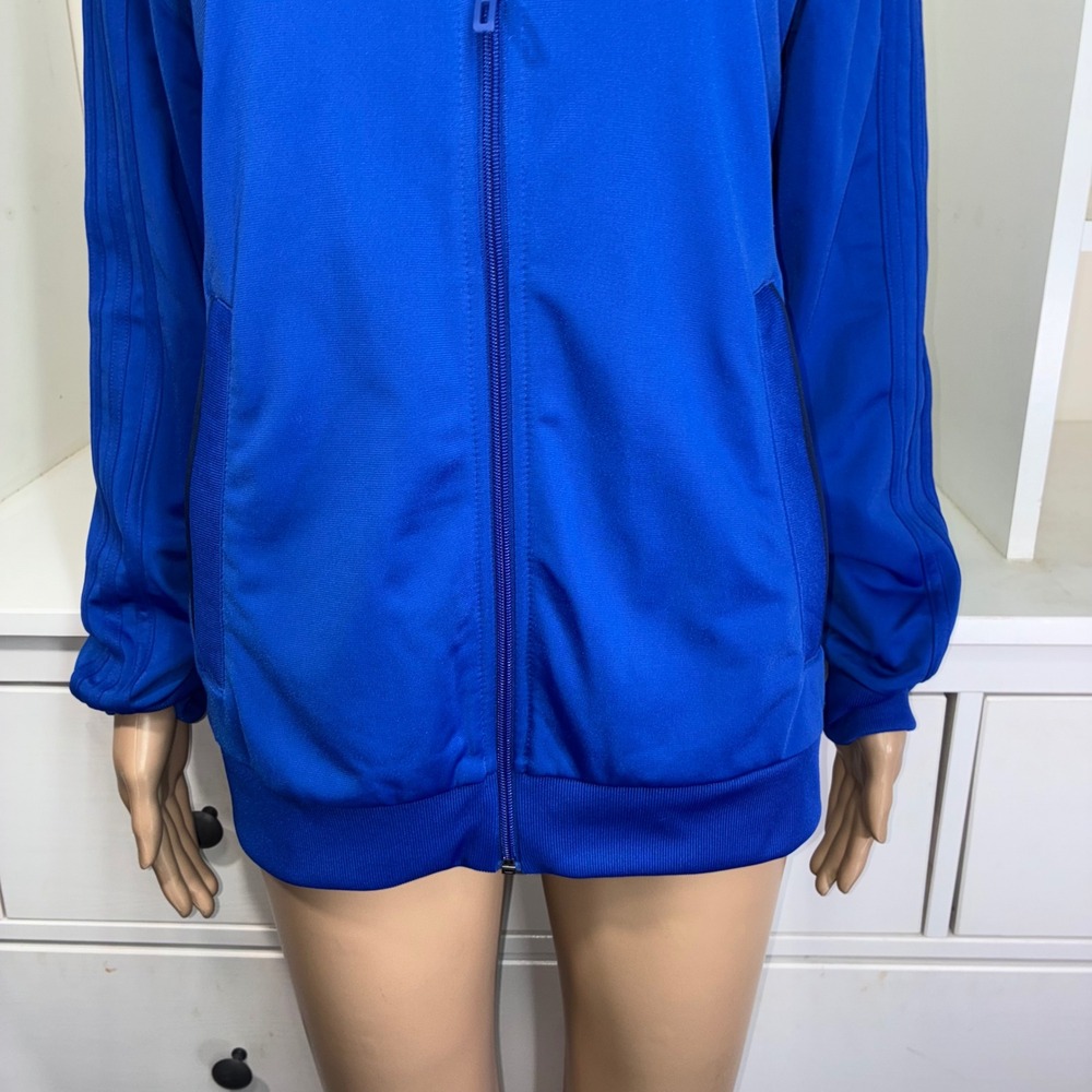 Adidas Track Jacket Full Zip Royal Blue White Logo Three Stripe Women's Medium - Picture 5 of 7